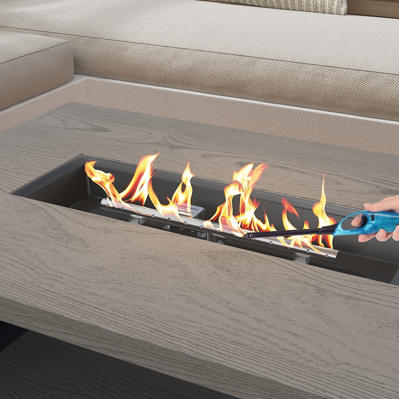 Outdoor Propane Fire Pit Table w/Hidden Tank Cabinet 50,000 BTU Gas Fire Table for Patio Deck CSA Certified