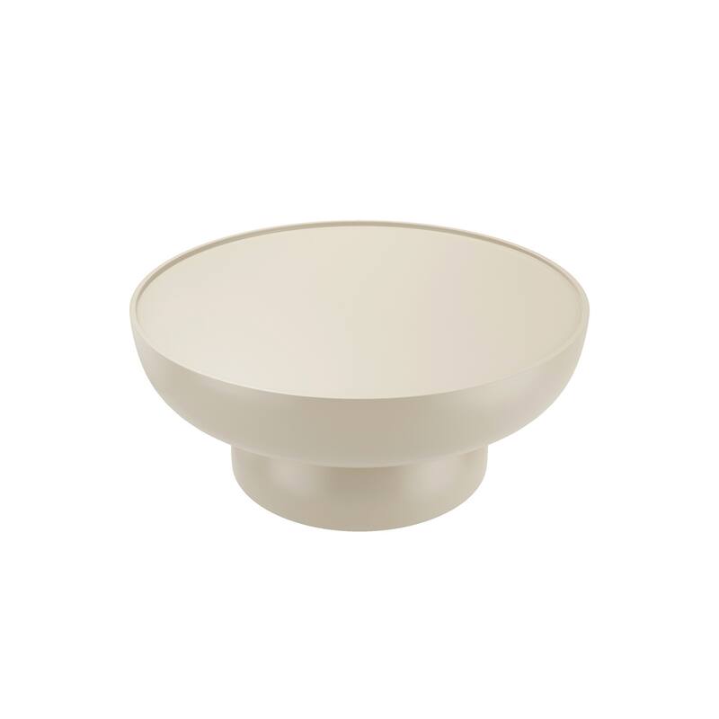 35.5 In Fiberglass Tabletop Modern Round Beige End Table
