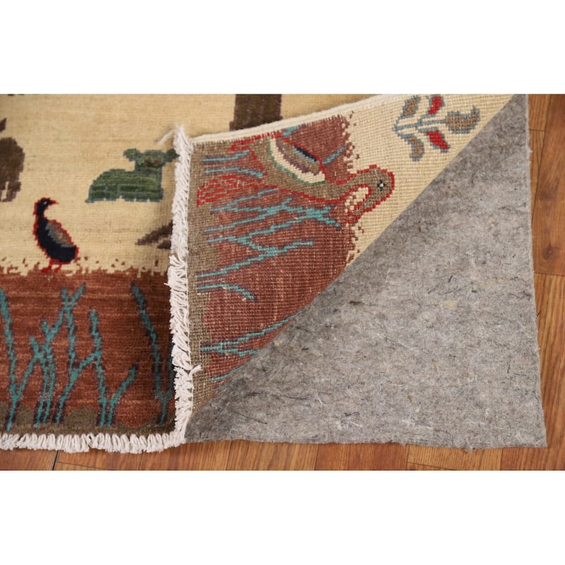 Animals Design Kazak Foyer Rug Handmade Traditional Beige Wool Carpet - 2'0" x 3'0"