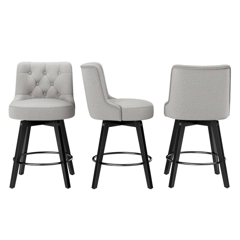 LUE BONA 26" Counter Height Swivel Bar Stools with Solid Wood Frame Set of 3 - 26" H