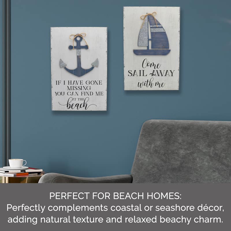 Elements Set of 2 Wood Coastal Wall Decor