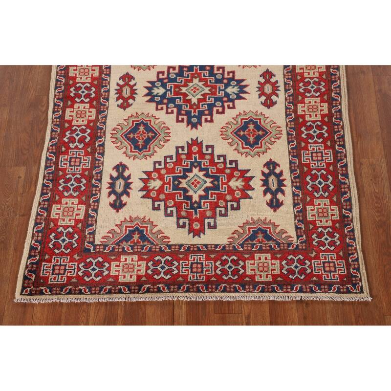 Traditional Kazak Accent Rug Handmade Wool Carpet - 3'5"x 5'1"