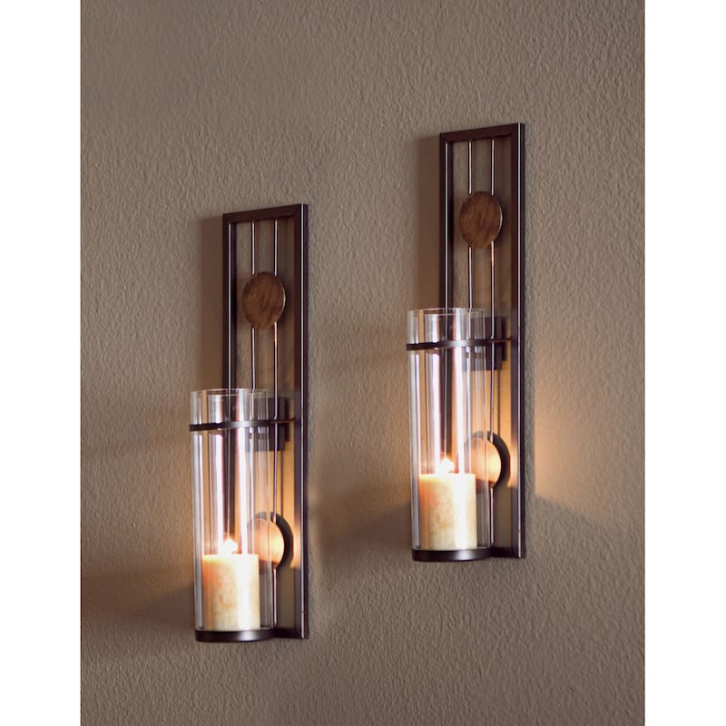 Contemporary 2-piece Metal Candle Sconce Set