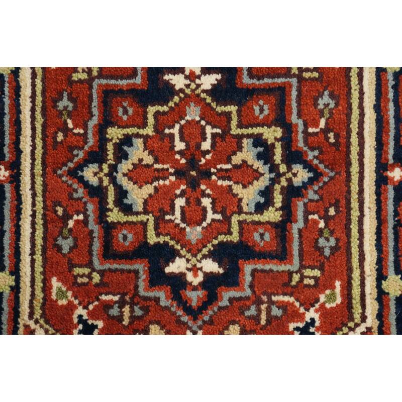 Hand Knotted Oriental 100% Wool Carpet Traditional Medallion Oranges & Rust Heriz (serapi) Area Rug - 3' 0'' X 2' 0''
