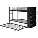 preview thumbnail 9 of 11, Modern Black Metal Twin over Twin with Side Big Bookshelf, Trundle