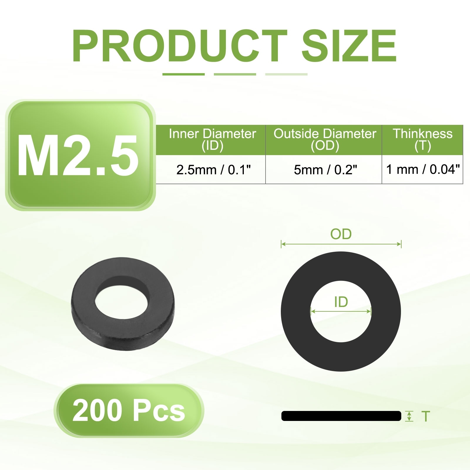 M2 Nylon Flat Washers, Plastic Round Gasket Sealing Washer Spacer for Bolts Screws Pipe Water Hose