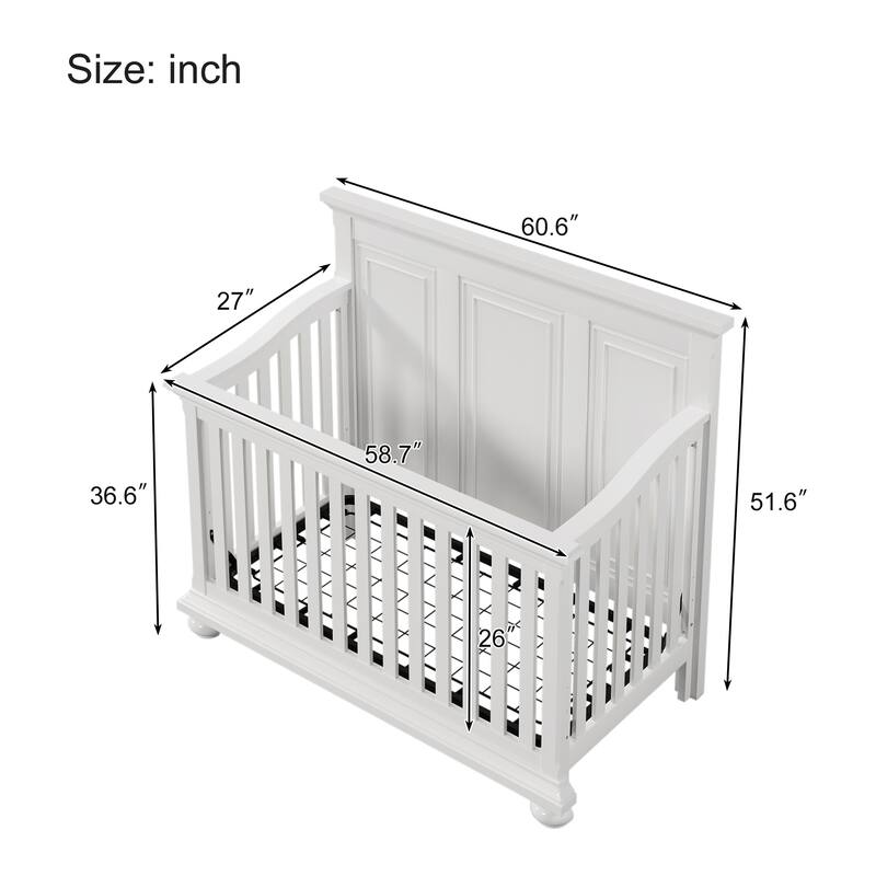 Traditional Farmhouse Style 4in1 Full Size Convertible Crib