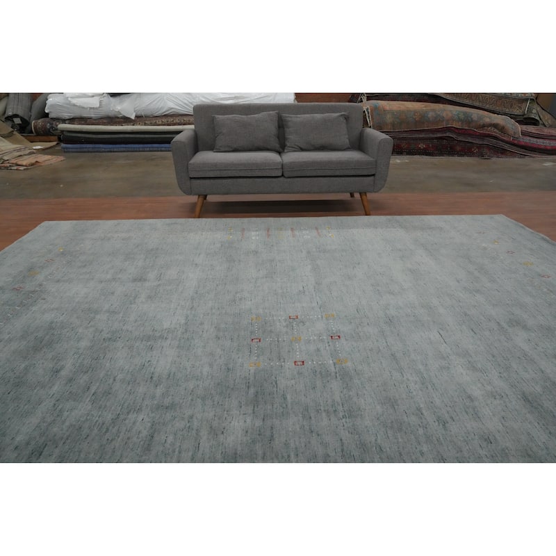 Hand Knotted Oriental 100% Wool Carpet Tribal Animal Pictorial Greys & Charcoal Gabbeh Area Rug - 11' 11'' X 11' 11''
