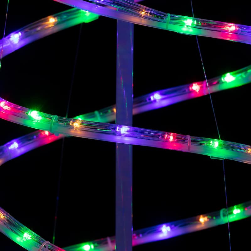 Alpine Corporation Indoor/Outdoor Artificial Spiral Christmas Tree with Multi-Color LED Lights - White