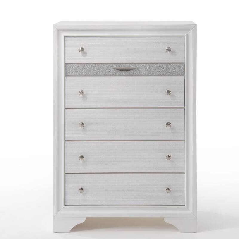 6 Drawers Chest, Wood White Storage Closet with Jewelry Drawer