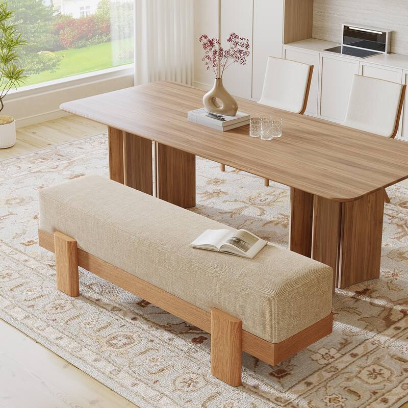 55-Inch Upholstered Entryway Bench, Modern Shoe Bench with Padded