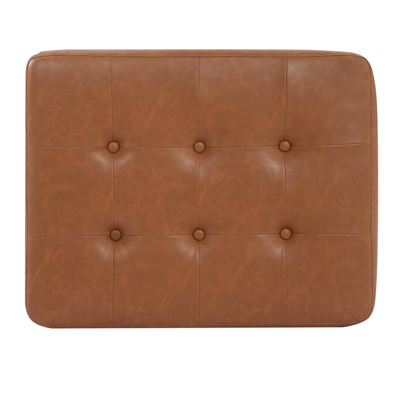 Christopher Knight Home- Modern Mid-Century Upholstered Tufted Ottoman with Solid Wood Legs & Versatile Use