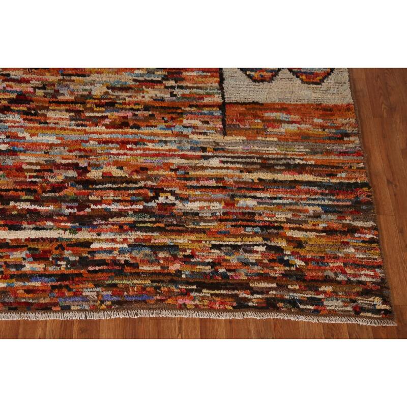 Geometric Moroccan Oriental Area Rug Handmade Bedroom Wool Carpet - 6'9" x 9'7"