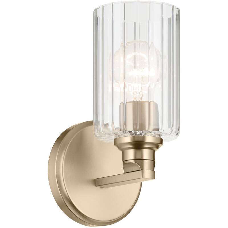 Kichler 55224FLU Gioe 10" Tall Bathroom Sconce with Clear Fluted Glass - Champagne Bronze