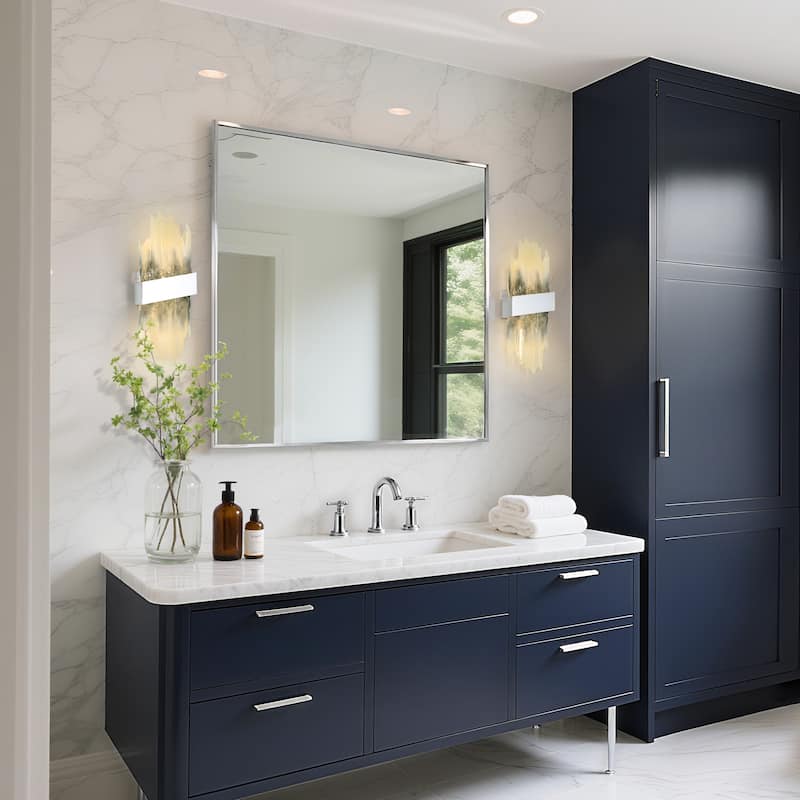 Modern LED Chrome Resin Wall Sconce Dimmable Vanity Light - W 8.6" x L 22.2" x H 3.9"
