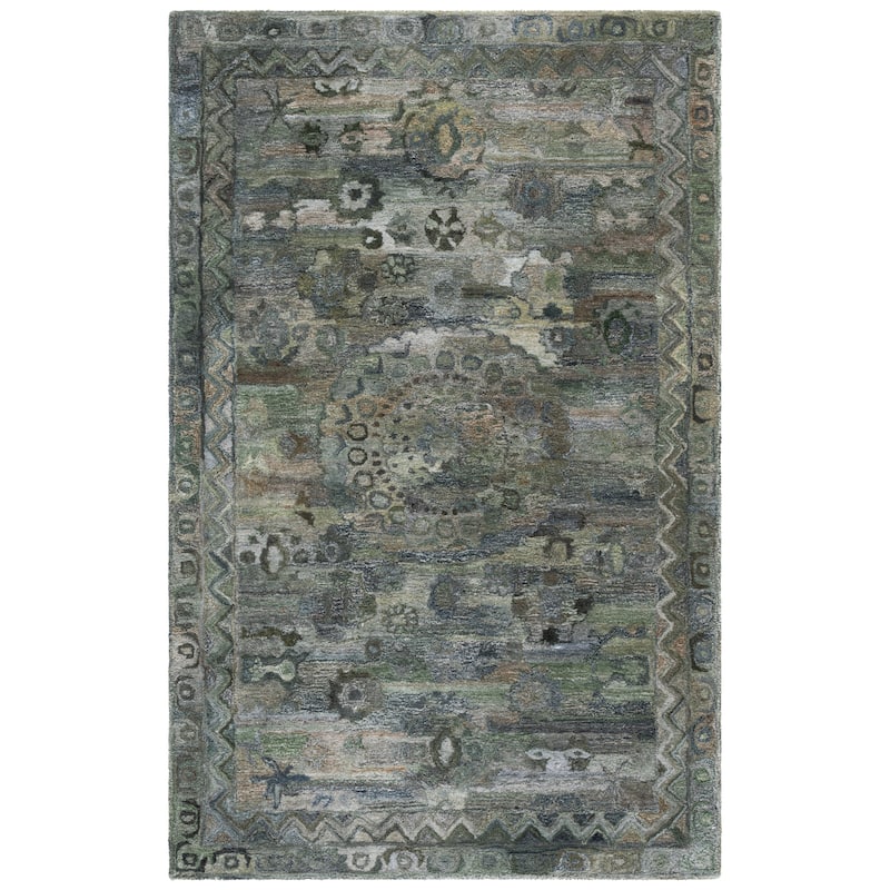 SAFAVIEH Handmade Anatolia Ramzia Traditional Rug - 4' x 6' - Dark Green/Brown