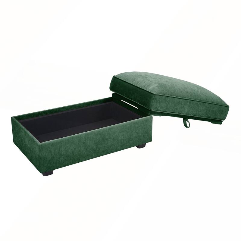 Chenille Upholstered Ottoman with Hidden Storage for Modern and Nordic Home Decor