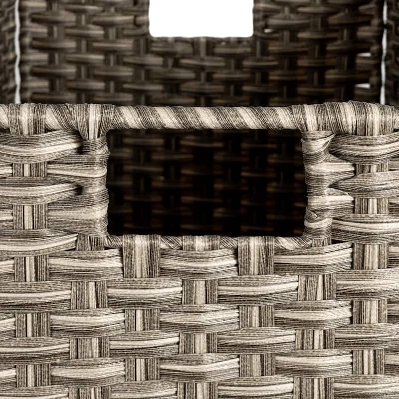 Household Essentials Handwoven Rattan Laundry Hamper with Lid and Handles - 23.6"L x 14.6"W x 23.8"H
