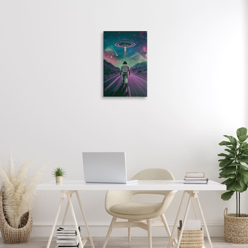 Stupell Alien Spaceship over Astronaut Canvas Wall Art Design By Wumples