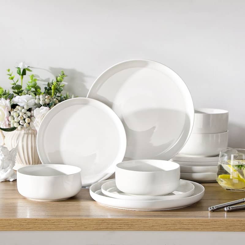 MALACASA LUNA 12-piece Porcelain Dinnerware Set (Service for 4) - White