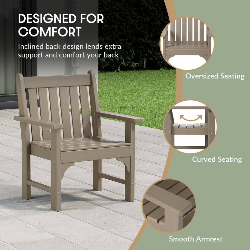 Polytrends Laguna Outdoor Patio 3-Piece Garden Arm Chair Conversation Set With Side Table