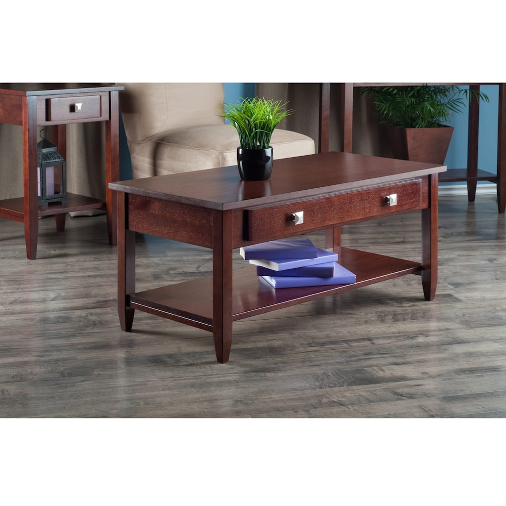 Wooden Coffee Table with Tapered Leg - 40" - Brown