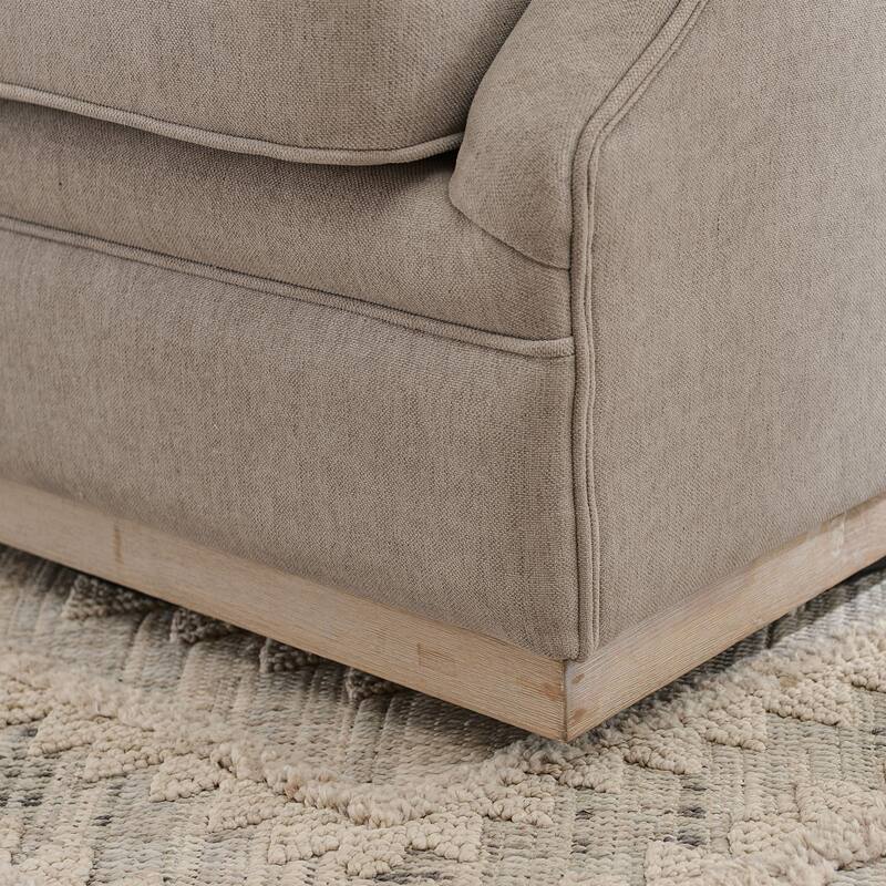 KINWELL 31" Wide Linen Fabric Upholstered Swivel Barrel Accent Chair