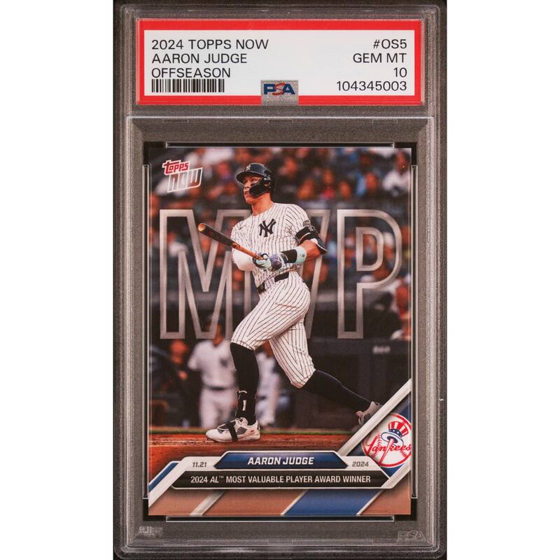 Aaron Judge 2024 Topps Now Offseason MVP Baseball Card #OS5 Graded PSA 10 - 16" x 20