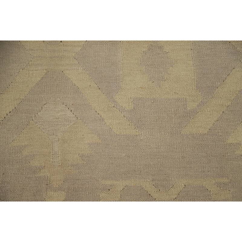 Hand Woven Oriental 100% Wool Carpet Southwestern Tribal Greys & Charcoal Kilim Area Rug - 12' 10'' X 9' 11''