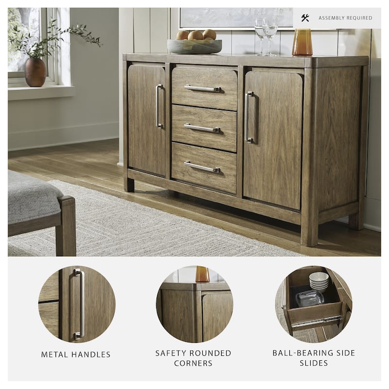 Signature Design by Ashley Cabalynn Light Brown Dining Server - 60.13" W x 18" D x 36" H