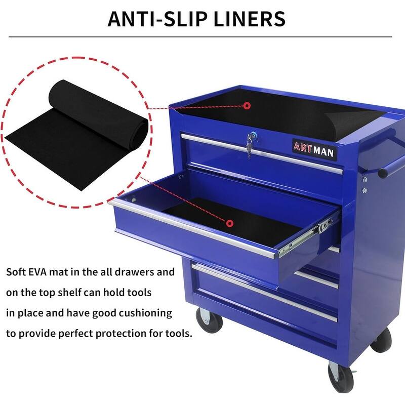 5-Drawer Rolling Tool Cart with Wheels Garage Storage Tool Chest