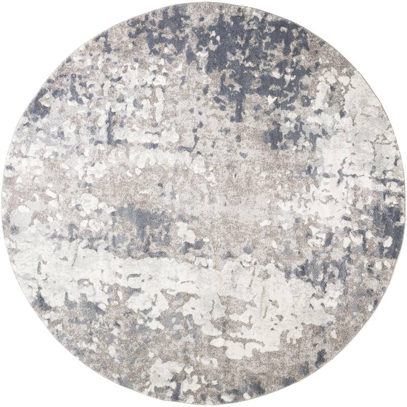 Livabliss Industrial Venice Abstract Area Rug - 7'10" x 7'10" Round - Slate