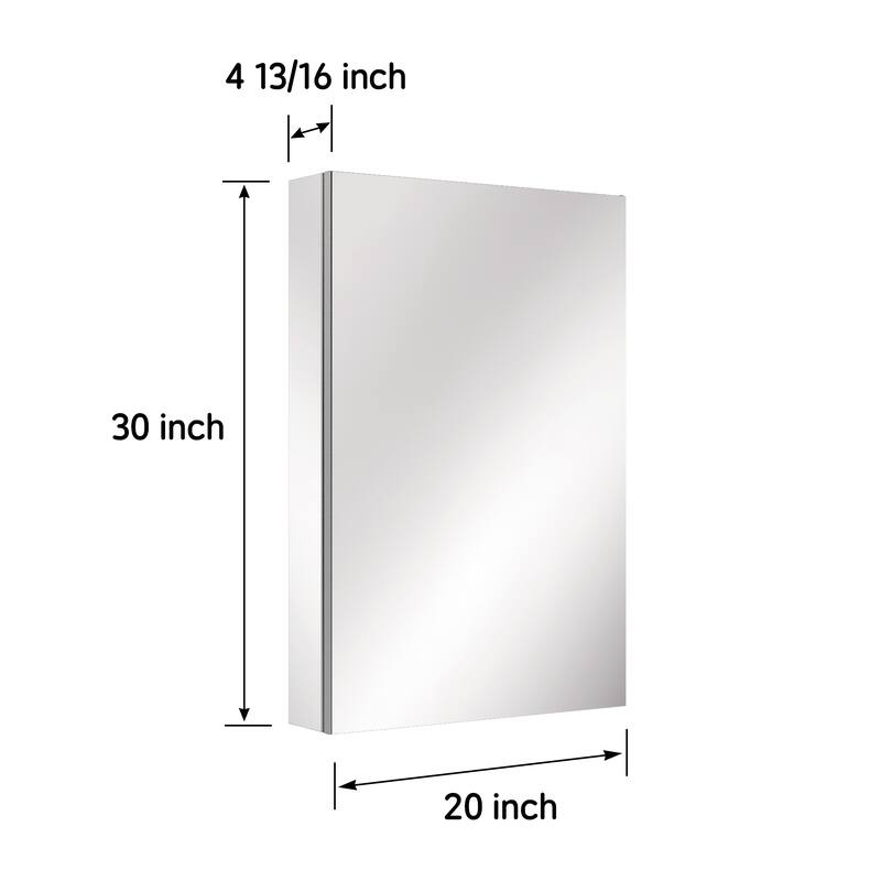 20x30 in Mirrored Medicine Cabinet, Tri-View, Right-Swing, Recessed/Surface, Copper-Free, Blum Soft-Close, Chrome