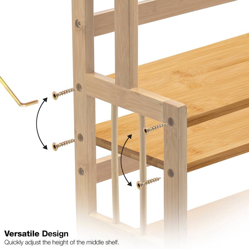 Sorbus Cleaning Supplies Countertop Organizer Bamboo Wooden Counter Storage Shelf Rack For Bathroom and Laundry - Brown