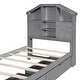 preview thumbnail 47 of 49, Storage Platform Bed Teens Single Bed Twin or Full Bed Frame with High Headboard and 5 Storage Shelves, Under-bed 2 Drawers
