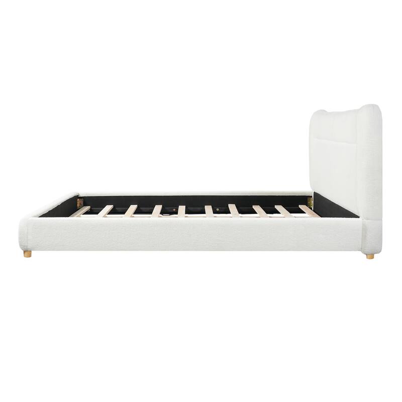 Christopher Knight Home-Upholstered Bed Frame with Curved Headboard