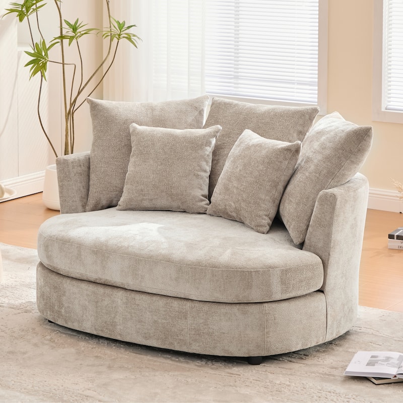 55.1" W Accent Barrel Chair,Modern Oversized Sofa Chair with 5 Pillows