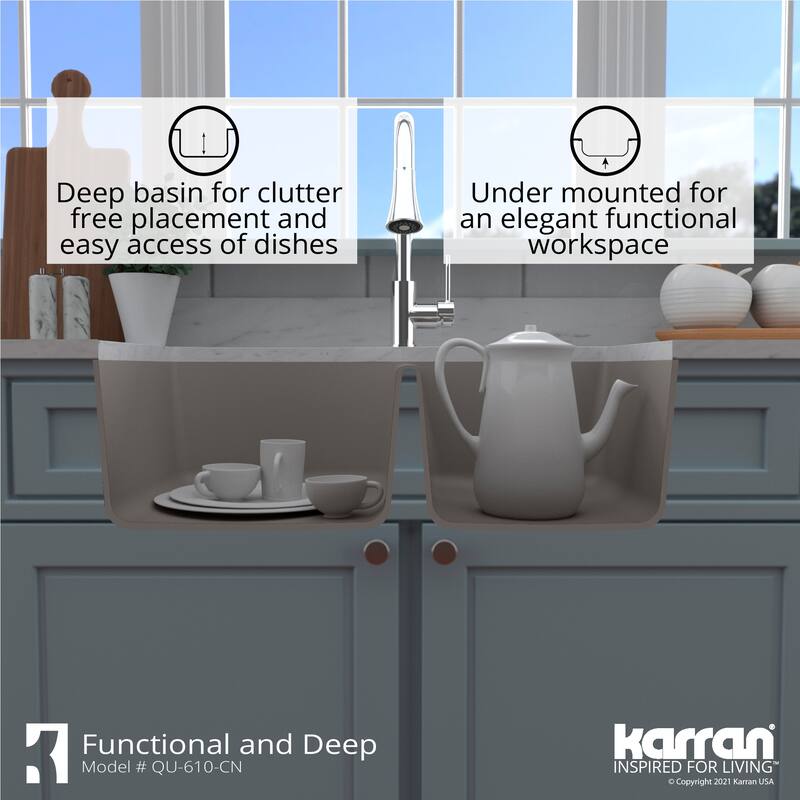 Karran Undermount Quartz Double Bowl Kitchen Sink
