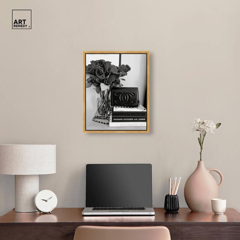 Classic Bag and Roses Canvas by Art Remedy