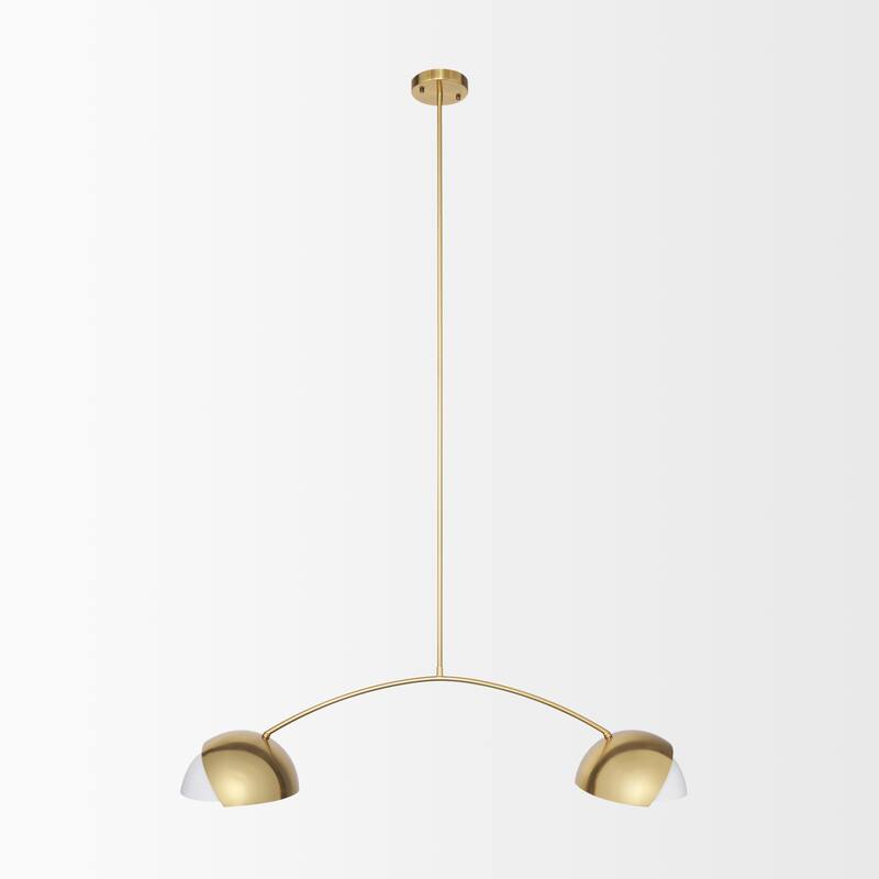 Cybill Brushed Brass w/ White Metal Shades 2-Light Chandelier - 41.7L x 9.5W x 59.1H