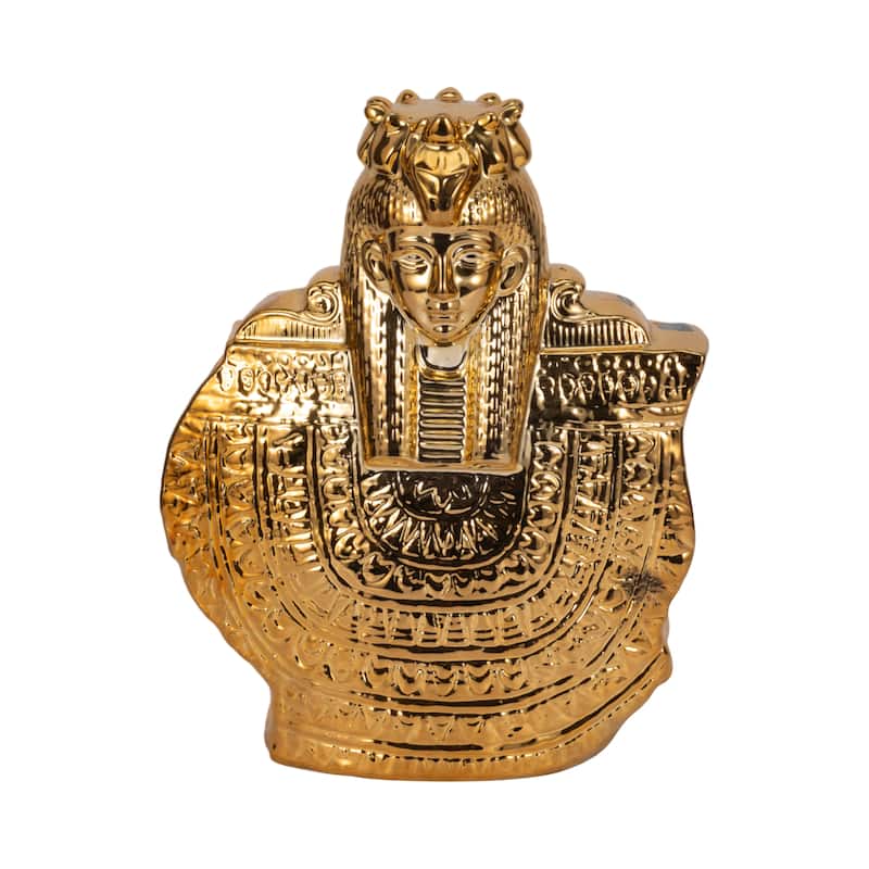 Ceramic 14" Table Top Sculpture, Gold - 11.25" x 6" x 14" - 11.25" x 6" x 14" - Embossed Gold