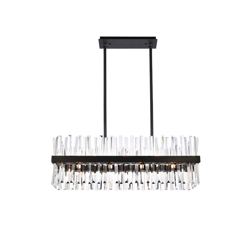 Indigo Home 36 inch crystal rectangle chandelier light - Black