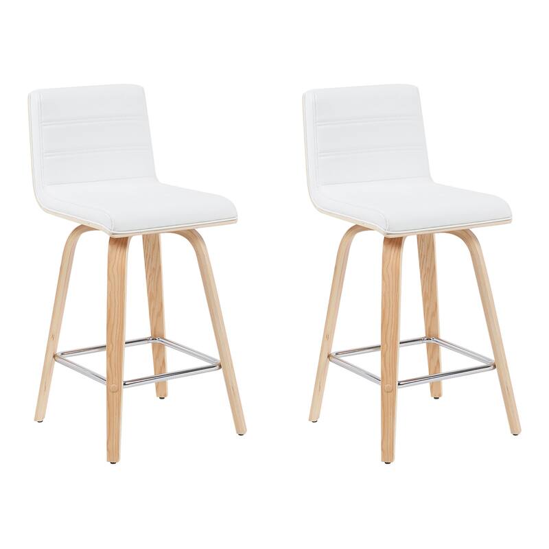 Skara Mid-Century Swivel Counter Stool, Upholstered Counter Height Chair with Bentwood Legs