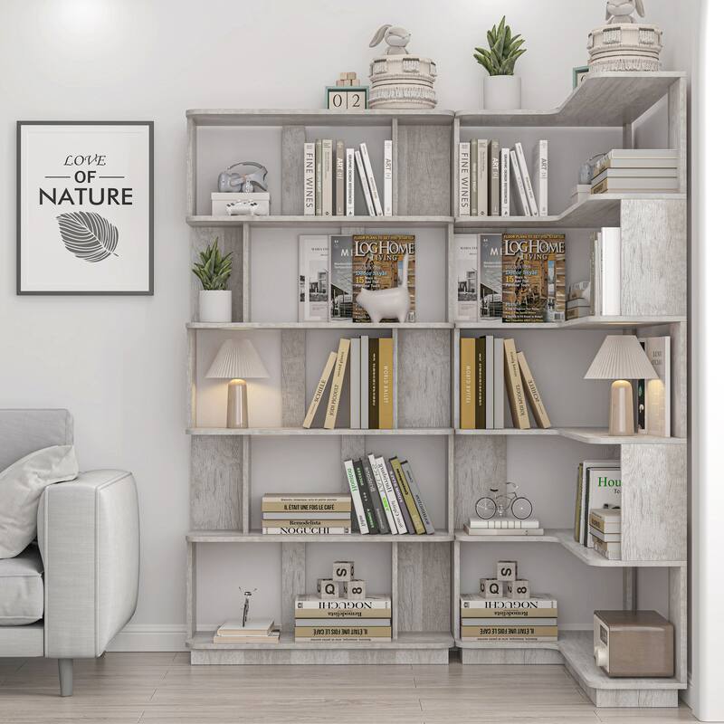 90 Cm Space Saving Corner Bookshelf + 80 Cm Bookcase Extendable Free Combination, Set Of 2 Display Shelf