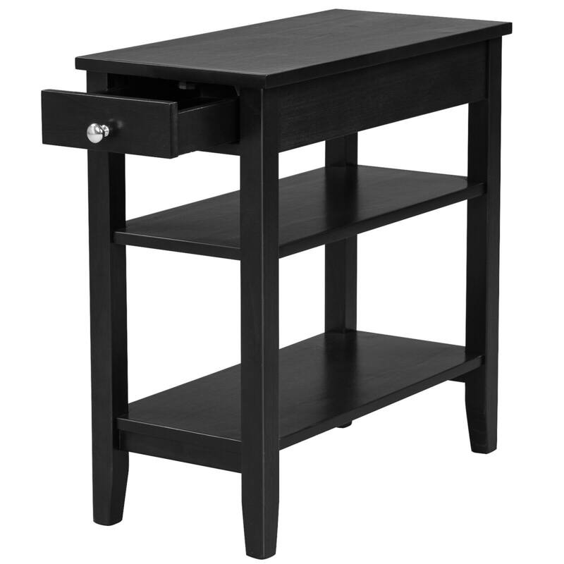 Gymax 2PCS 3-Tier End Table Sofa Side Table Nightstand w/ Shelf & - 23.5'' (L) x 11.5'' (W) x 24.5'' (H)
