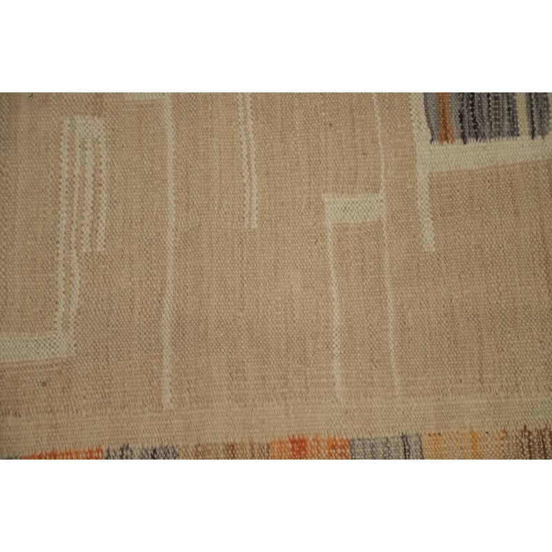 Hand Woven Oriental 100% Wool Carpet Southwestern Tribal Beige & Ivories Kilim Area Rug - 4' 8'' X 3' 4''