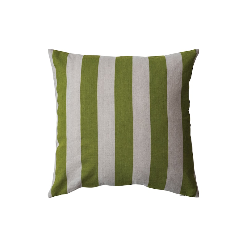 Cotton and Linen Striped Pillow - 20.0"L x 20.0"W x 1.0"H