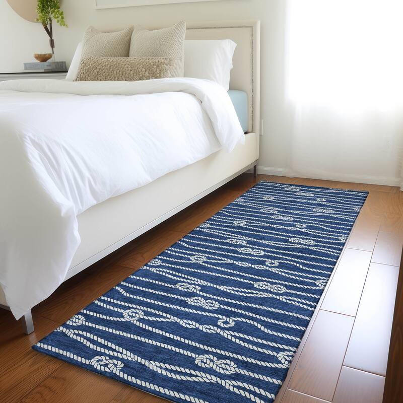 Premium Washable Super Soft Nautical Rope Mayfield Rug - Navy - 2' 3" x 7' 6" - Runner