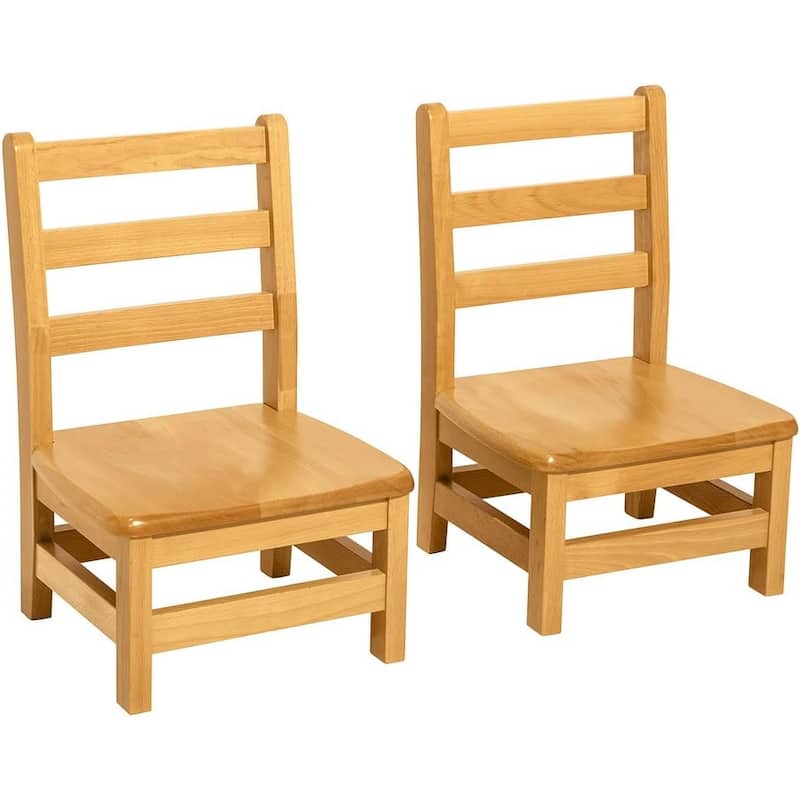 RRI Goods Ladderback Kids Chair, Classroom Seating Toddler Fully Assembled Beechwood Chair Set of 2 - Seat Height - 8"
