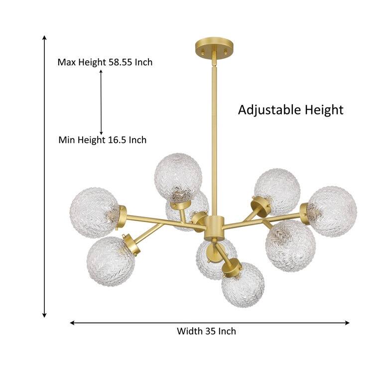 35 in. Mid-century Modern 9-light Dimmable Sputnik Gold Chandelier with UL Certified - 35 inches